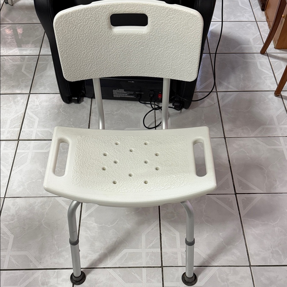 Lightweight White Adjustable Shower Seat with Backrest